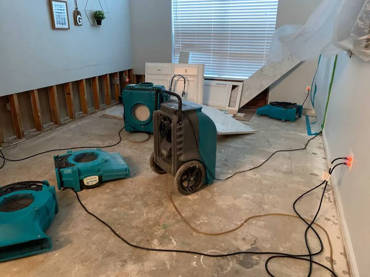 Dehumidifier in flood-cut room for Water Extraction & Removal in Live Oak